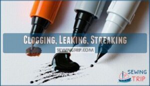 clogging, leaking, streaking