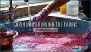 curing and rinsing the fabric
