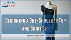 designing a one-shoulder top and skirt set