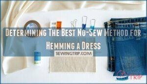 determining the best no-sew method for hemming a dress