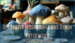 diy fabric mushrooms and denim patchwork
