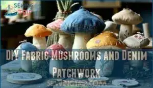 diy fabric mushrooms and denim patchwork
