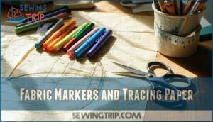 fabric markers and tracing paper