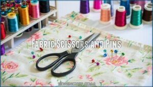 fabric scissors and pins