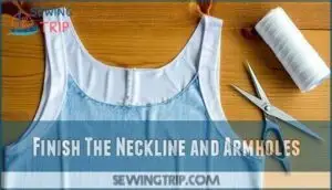 finish the neckline and armholes finish the neckline and armholes