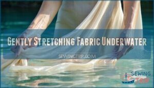 gently stretching fabric underwater