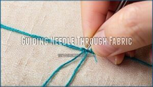 guiding needle through fabric