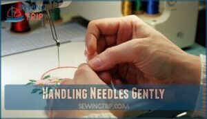 handling needles gently