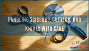 handling scissors, cutters, and knives with care