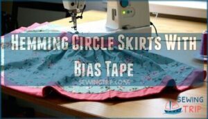 hemming circle skirts with bias tape