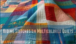 hiding stitches on multicolored quilts