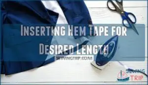 inserting hem tape for desired length