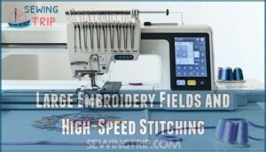 large embroidery fields and high-speed stitching