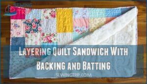 layering quilt sandwich with backing and batting
