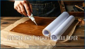 leather and parchment/wax paper