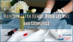 maintain clean hands, avoid lotions and cosmetics