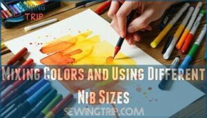 mixing colors and using different nib sizes