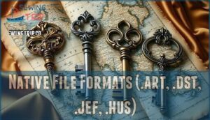 native file formats (.art, .dst, .jef, .hus)