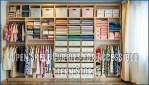 open shelf cubbies for accessible pattern storage