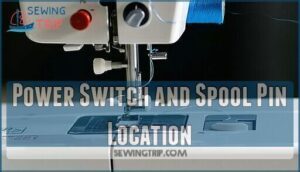 power switch and spool pin location