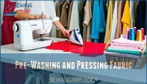 pre-washing and pressing fabric