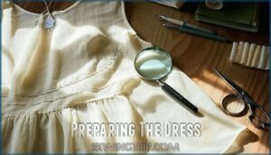 preparing the dress