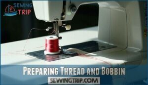 preparing thread and bobbin