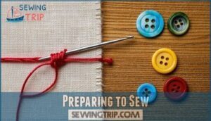 preparing to sew