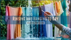 rinsing and hanging to dry