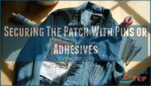 securing the patch with pins or adhesives