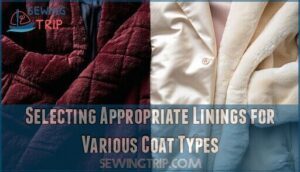 selecting appropriate linings for various coat types