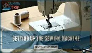 setting up the sewing machine