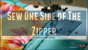 sew one side of the zipper