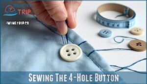 sewing the 4-hole button