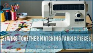 sewing together matching fabric pieces