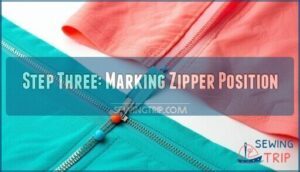 step three: marking zipper position