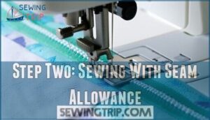 step two: sewing with seam allowance