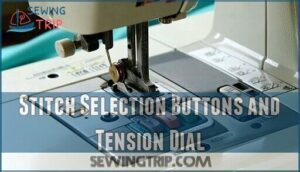 stitch selection buttons and tension dial