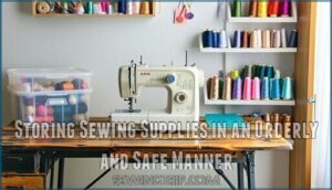 storing sewing supplies in an orderly and safe manner
