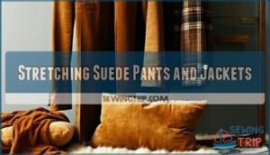 stretching suede pants and jackets