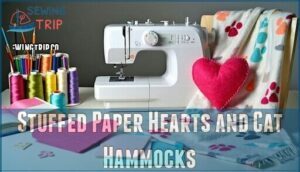 stuffed paper hearts and cat hammocks