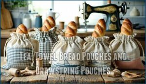 tea-towel bread pouches and drawstring pouches