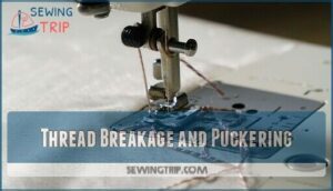 thread breakage and puckering