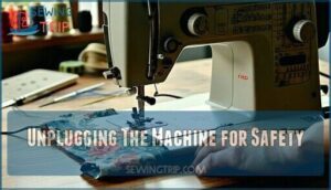 unplugging the machine for safety