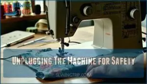 unplugging the machine for safety