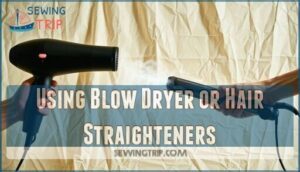 using blow dryer or hair straighteners