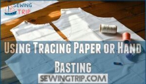 using tracing paper or hand basting