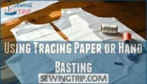 using tracing paper or hand basting