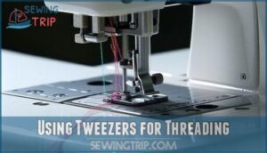 using tweezers for threading
