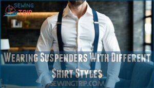 wearing suspenders with different shirt styles
